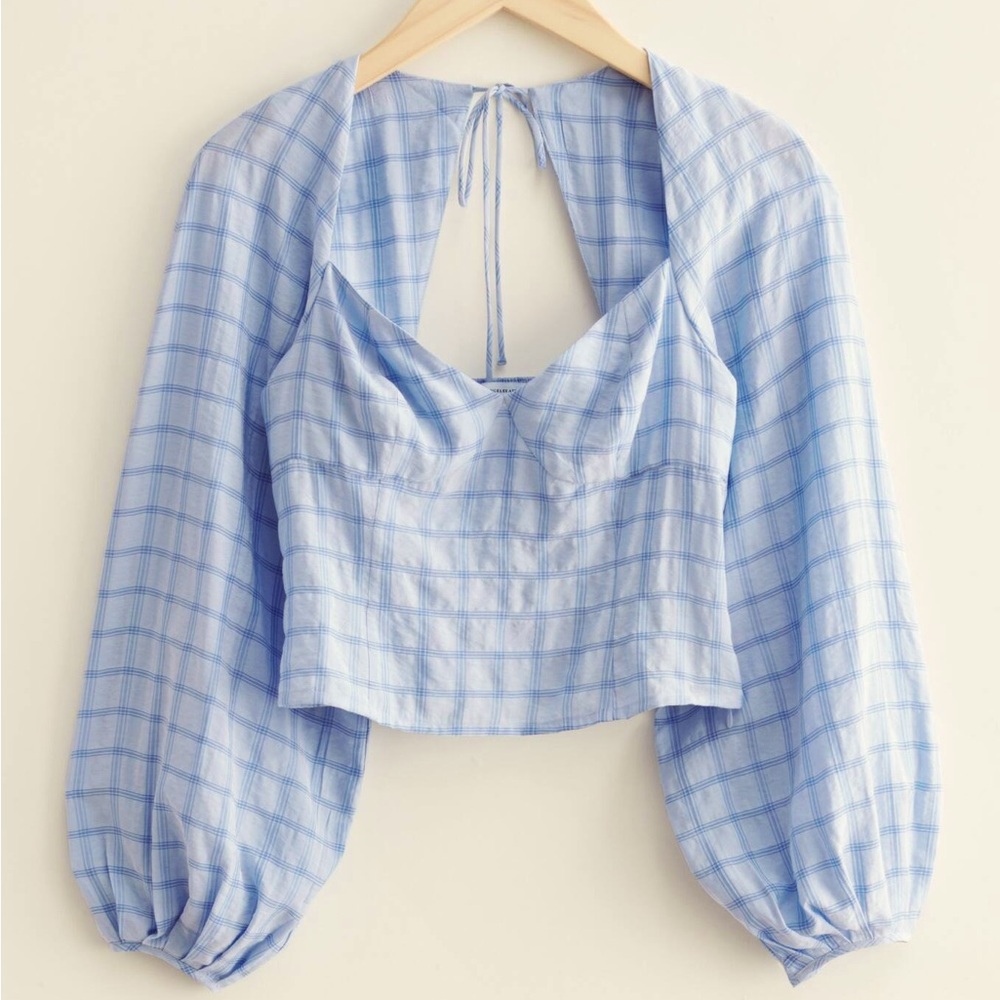 & Other Stories Puff Sleeved Blouse Blue
